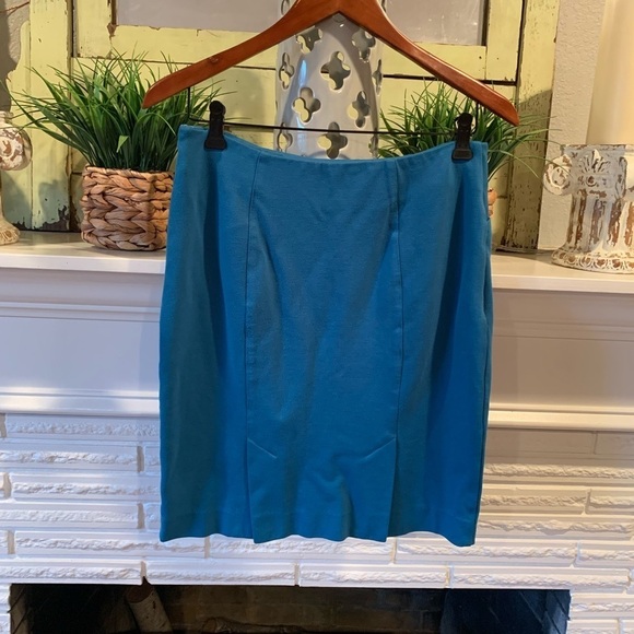 CAbi Teal Blue Sigourney Pencil Skirt Side Zipper Size 4 - Picture 9 of 12